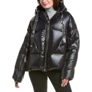 Khrisjoy Womens  Khris Iconic Shiny Puffer Jacket, Black